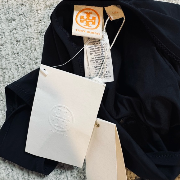 TORY BURCH solid Tie Halter One-Piece Swimsuit UPF L NWT plunge - Picture 11 of 11